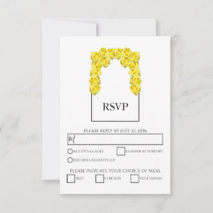 Cartes RSVP de mariage Rustique aux Roses Jaunes
