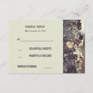 Cartes RSVP de mariage rustique dans l'ancien arbr