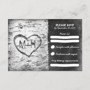 Cartes RSVP de mariage rustique de Birch Tree