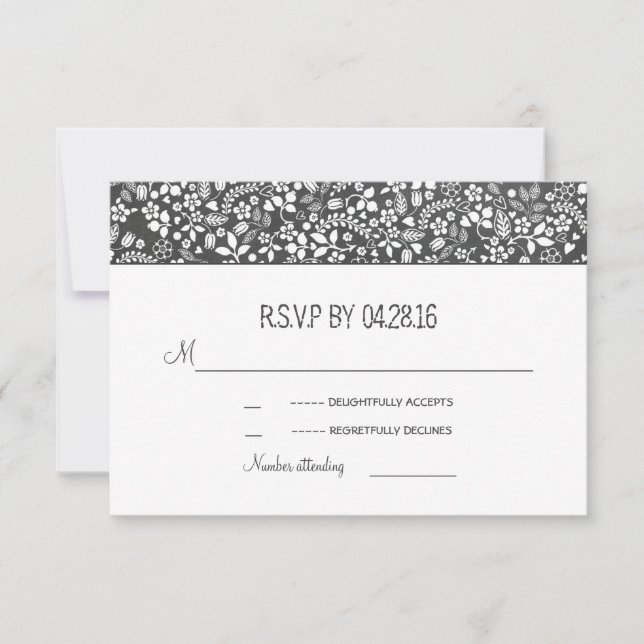 Cartes RSVP de Mariage Rustique Floral (Devant)