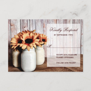 Cartes RSVP de Mariage Rustique Mason Jars Tournes
