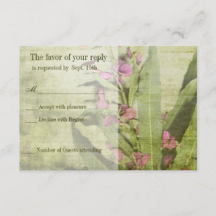 Cartes RSVP de mariage rustique rose de l'algue ro
