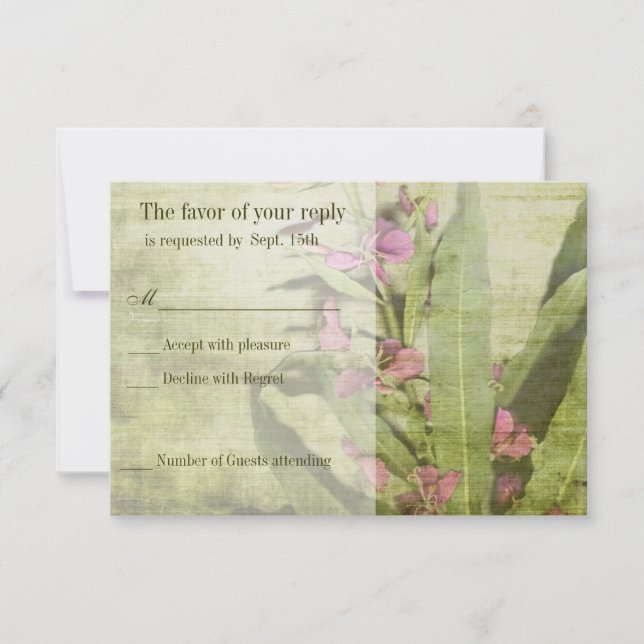Cartes RSVP de mariage rustique rose de l'algue ro (Devant)