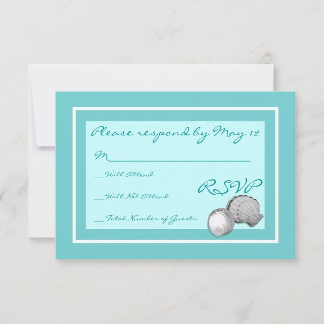 Cartes RSVP de mariage Sea Shell (Devant)