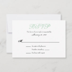 Cartes RSVP de mariage simple Mint Green White Pla