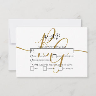 Cartes RSVP de mariage simples et élégantes initia