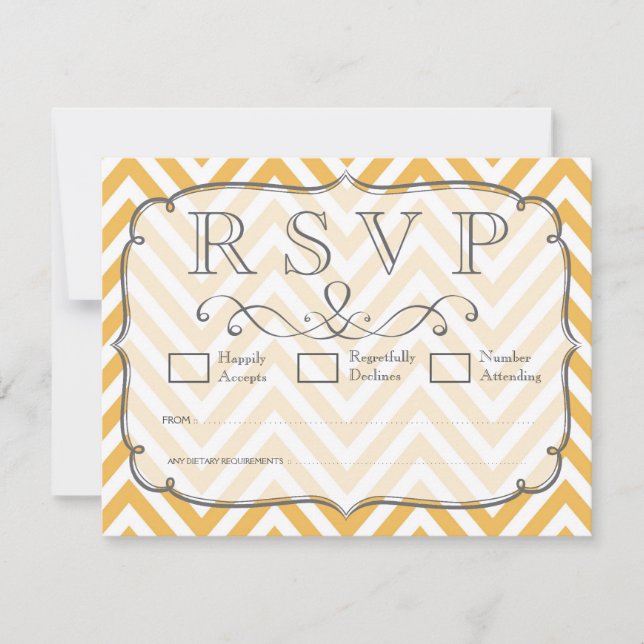 Cartes RSVP de mariage Tangerine Orange Chevron (Devant)