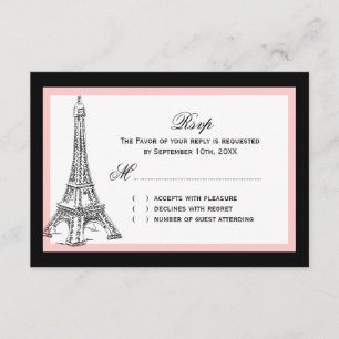 Cartes RSVP de mariage Tour Eiffel