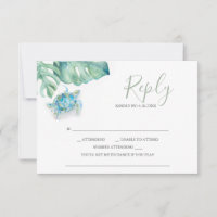 Cartes RSVP de mariage tropical Feuilles de tortue