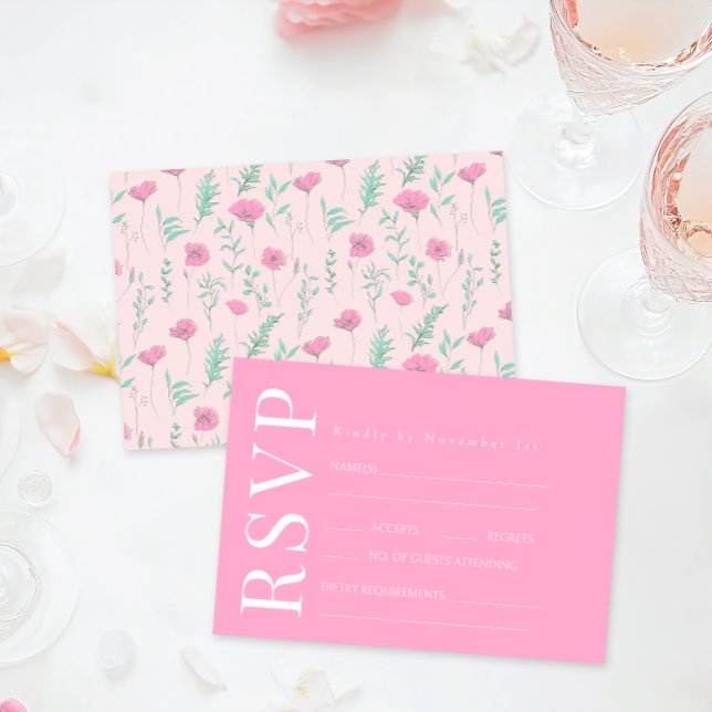 Cartes RSVP de mariage Turquoise rose chaud (Créateur téléchargé)