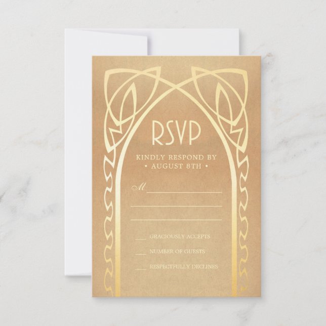 Cartes RSVP de mariage | Vintage Nouveau (Devant)