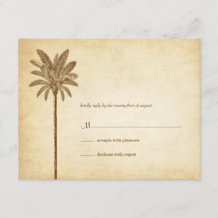Cartes RSVP de mariage vintage Palm Tree