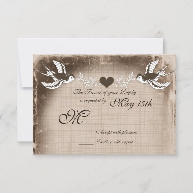 Cartes RSVP de mariage Vintages rustiques (Devant)