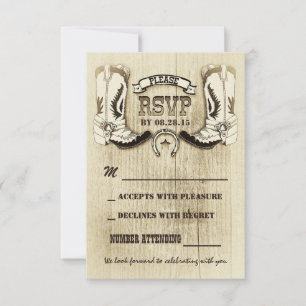 Cartes RSVP de mariage western chaussures de cowbo