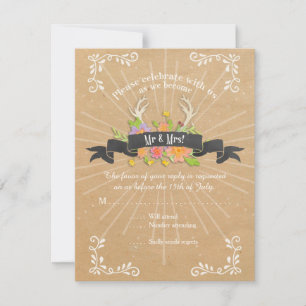 Cartes RSVP Deer Antler Fleur sauvage Starburst Ru