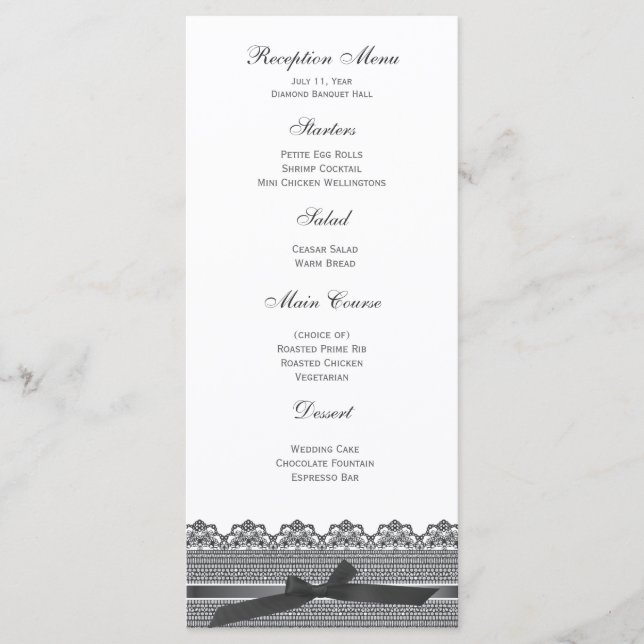 Cartes RSVP dentelle et ruban (Devant)
