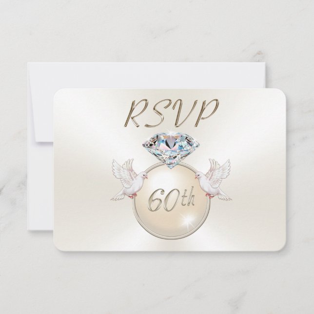 Cartes RSVP Diamond personnalisables avec choix de (Devant)