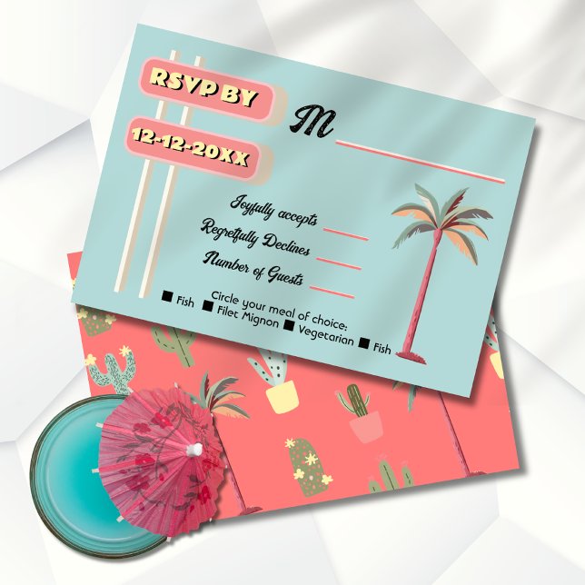 Cartes rsvp du panneau Mariage Mod Palm Springs (Créateur téléchargé)