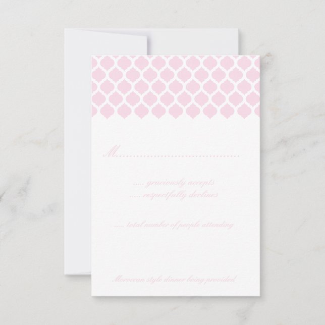 Cartes RSVP du Parti de Mariage Motif rose marocai (Devant)