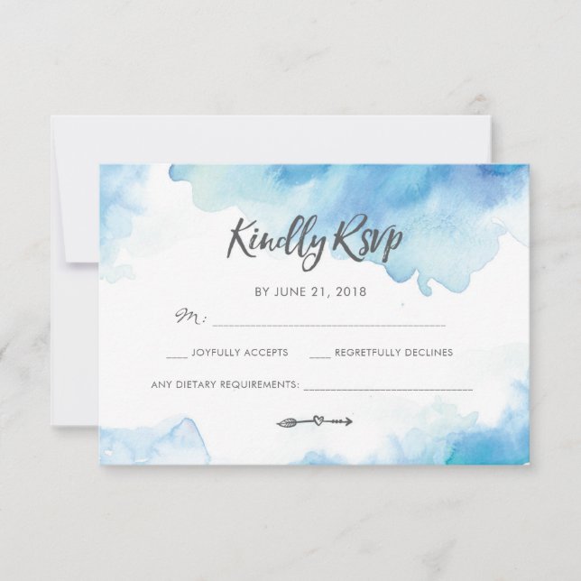 Cartes RSVP Elegant Blue Watercolor (Devant)