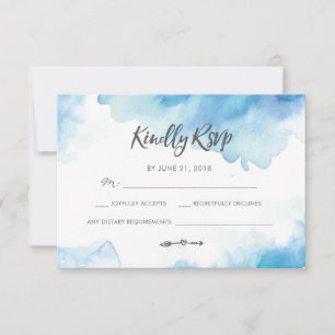 Cartes RSVP Elegant Blue Watercolor