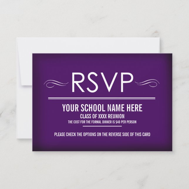 Cartes RSVP Elegant Purple Reunion (Devant)