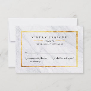 Cartes RSVP élégantes en marbre moderne et or