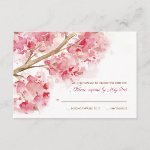 Cartes RSVP en fleurs de cerisier d'aquarelle