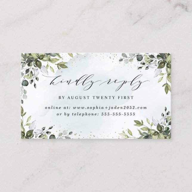 Cartes RSVP en ligne du Mariage Dusty Blue Greener (Devant)