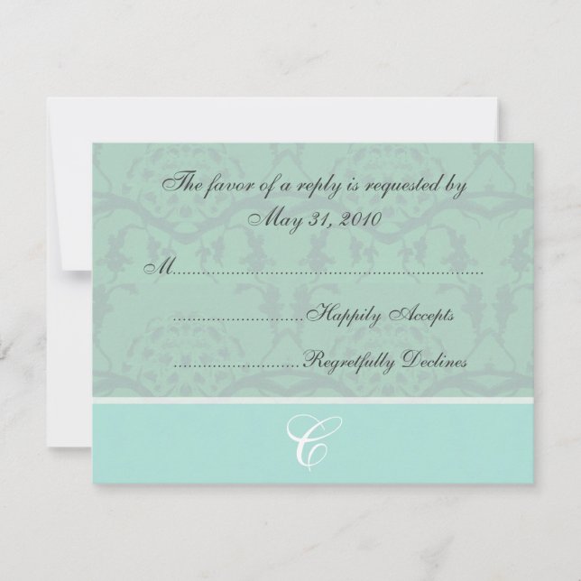 Cartes RSVP en mousse vert de mer (Devant)