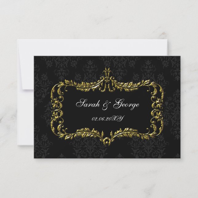cartes Rsvp en or noir standard 3,5 x 5 (Devant)