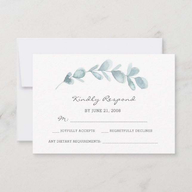 Cartes RSVP Eucalyptus jardin aquarelle (Devant)