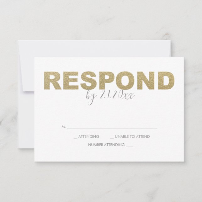 Cartes RSVP Faux Gold et Pink (Devant)