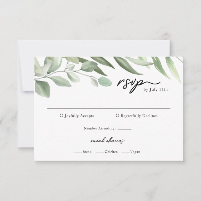 Cartes RSVP Feuilles de verdure simples (Devant)