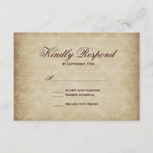 Cartes RSVP Fleur De Lis Mariage damassé vintage