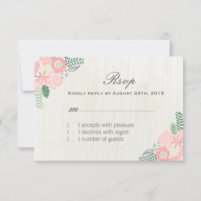 Cartes RSVP Fleur Whimsical Cute (Devant)