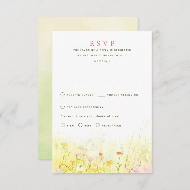 Cartes RSVP fleurs sauvages de mariage d'été (Devant / Derrière)