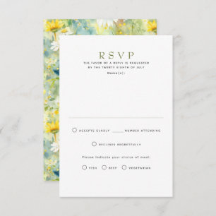 Cartes RSVP fleurs sauvages de mariage d'été