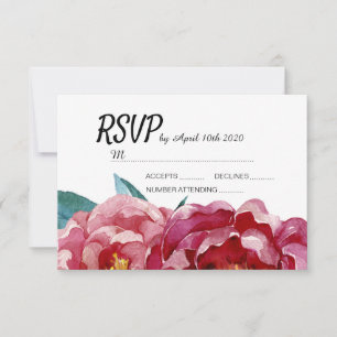 Cartes RSVP Floral Burgundy Marsala Peony