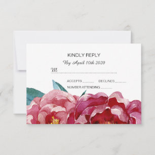 Cartes RSVP Floral Burgundy Marsala Peony