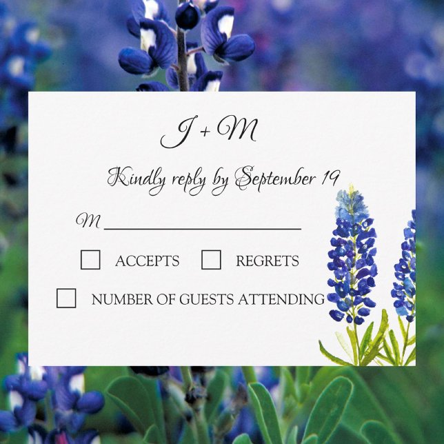 Cartes RSVP florales bleues Bluebonnets Texas fleu (Créateur téléchargé)