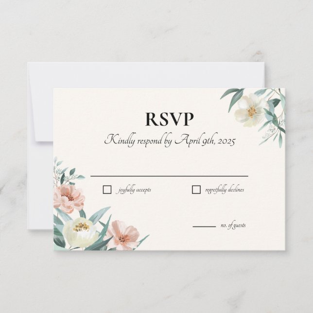 Cartes RSVP florales roses et crème (Devant)