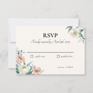 Cartes RSVP florales roses et crème
