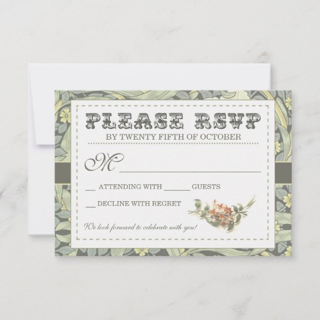 Cartes RSVP florales vintages mariages (Devant)