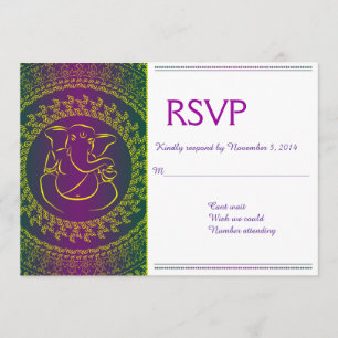 Cartes RSVP Ganesh élégant   Dieu indien violet