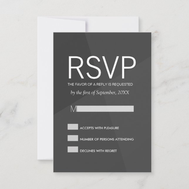 Cartes RSVP géométriques noires et grises (Devant)