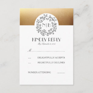 Cartes RSVP Gris Breath Gold Wedding pour bébé