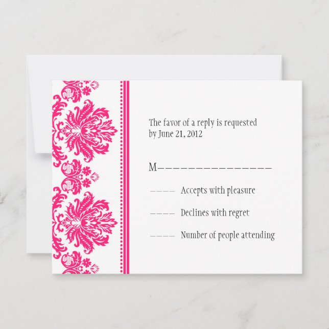 Cartes RSVP Hot Rose Damas (Devant)