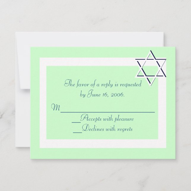 Cartes RSVP Invitation Barre/Bat mitzvah (Devant)