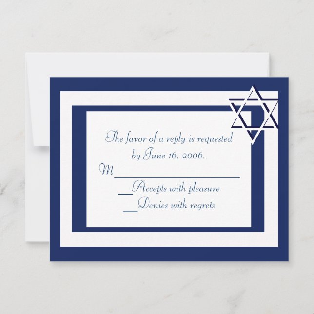 Cartes RSVP Invitation Barre/Bat mitzvah (Devant)
